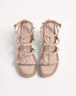 Valentino Rockstud Ankle Strap Wedge Sandal In Calfskin Leather 95 Mm - Image 5